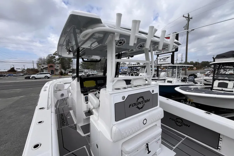 Slide: The Image of 2026 Fountain 38 Tournament Edition boat with sleek design and advanced features. - 22