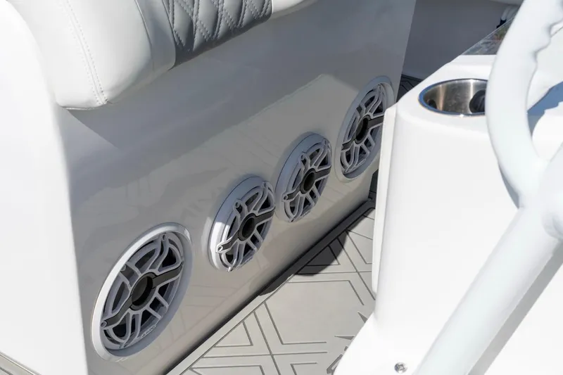 Slide: The Image of Speakers on 2025 Invincible 33 Open Fisherman boat, featuring modern design and comfort. - 12