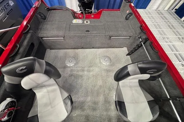 Slide: The Image of 2026 Crestliner 1750 Bass Hawk interior with dual seats and spacious deck layout. - 8