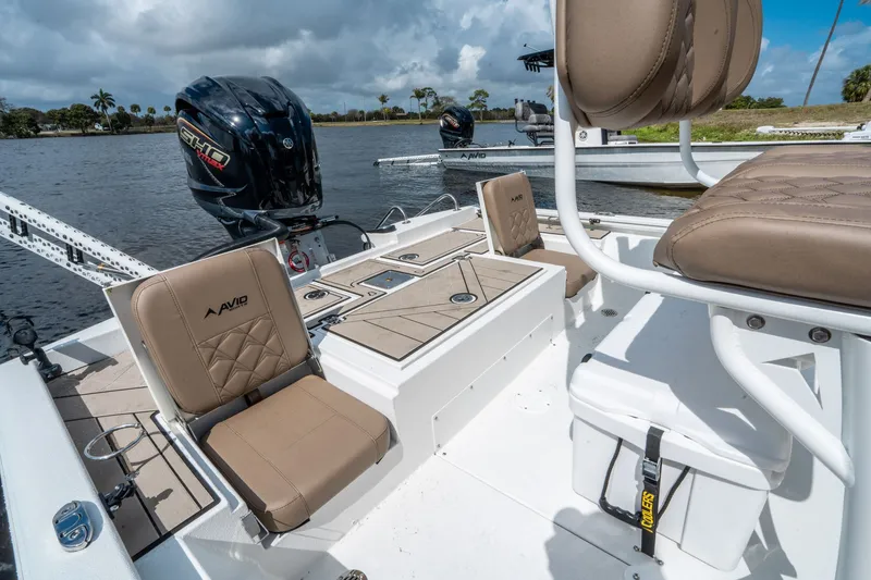 Slide: The Image of Interior view of Avid 23 Fusion boat, model year 2026. - 8