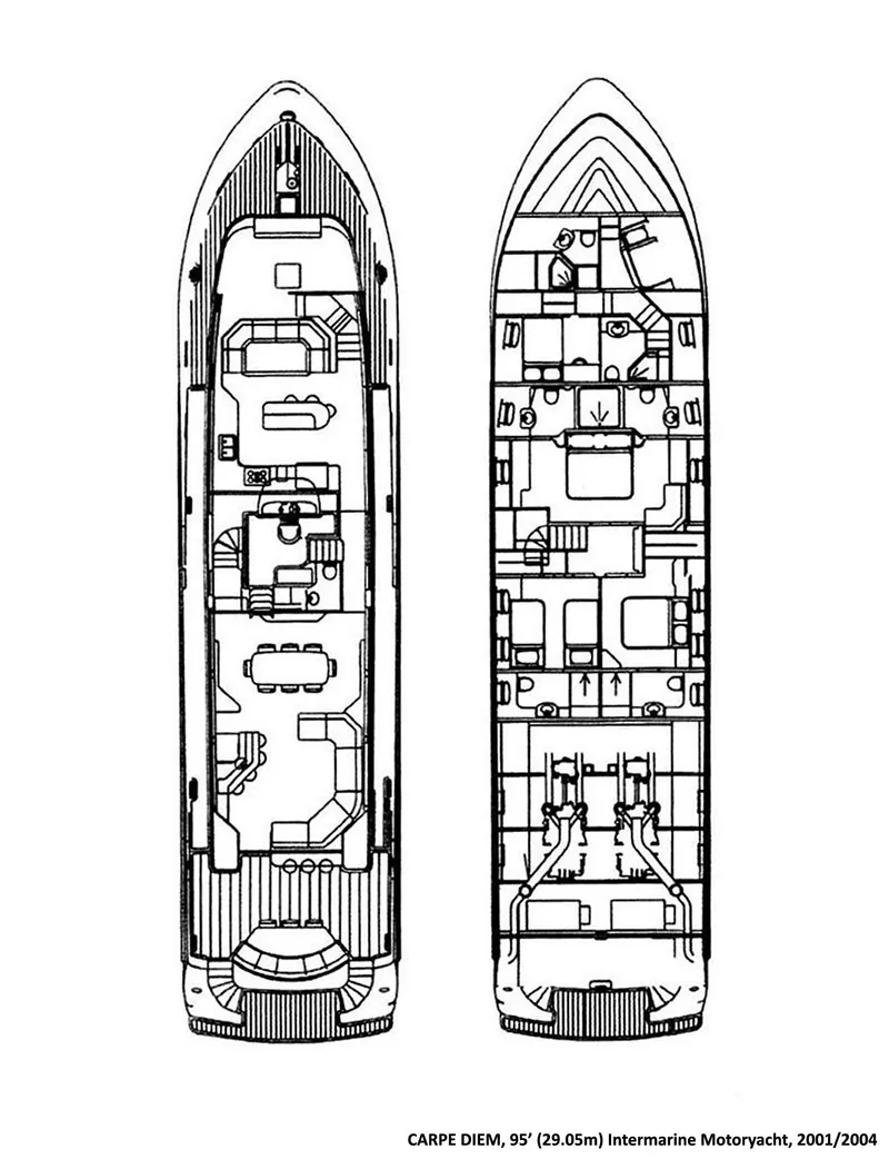 Slide: The Image of Floor plan of a 2001 Intermarine Raised Pilothouse yacht. - 33