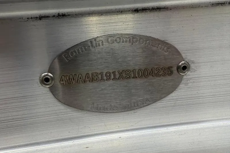 Slide: The Image of Metal identification plate on 2025 Cayo Boatworks 180, displaying serial number and manufacturer details. - 20