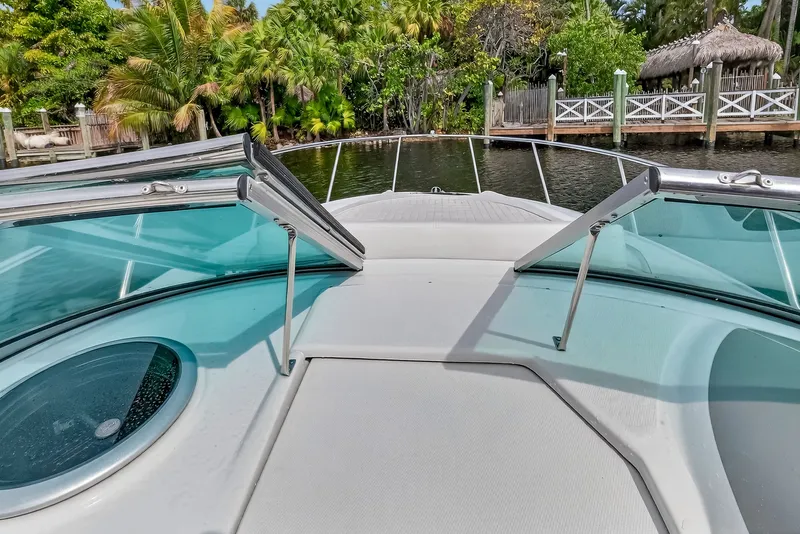 Slide: The Image of 2019 Crownline 264 CR boat deck with tropical background. - 21