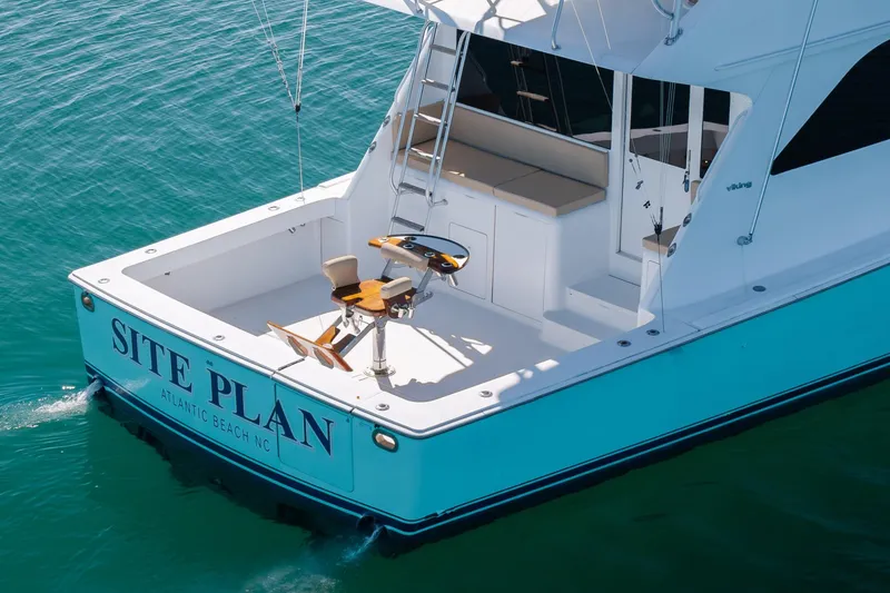 Slide: The Image of Viking 55 Convertible 2000 yacht "Site Plan" on water, Atlantic Beach, NC. - 7