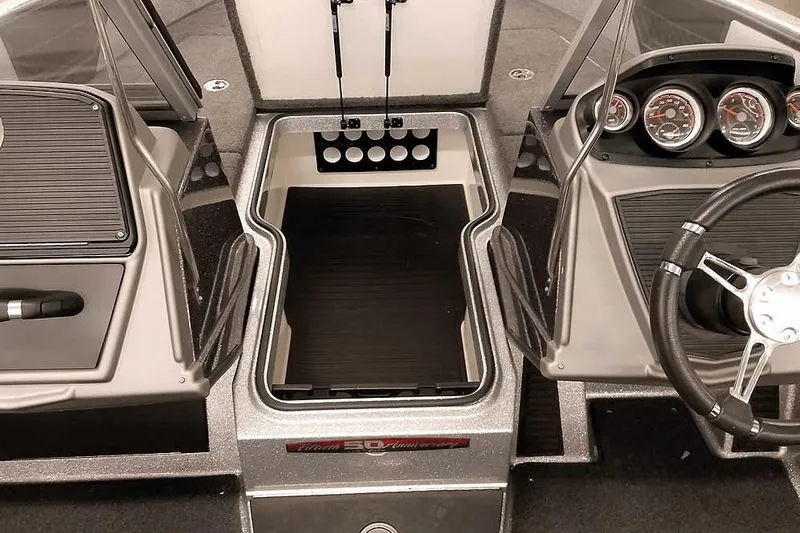 Slide: The Image of 2018 Ranger 1880MS Angler boat dashboard with steering wheel and instrument panel. - 20