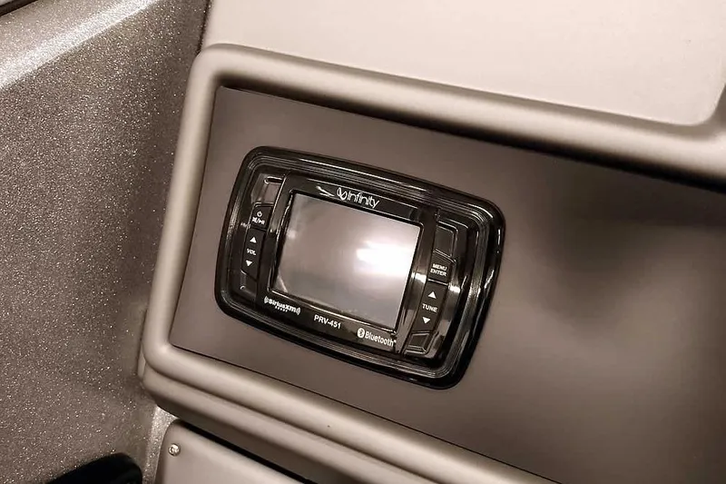 Slide: The Image of Infinity stereo system on 2018 Ranger 1880MS Angler boat dashboard. - 31