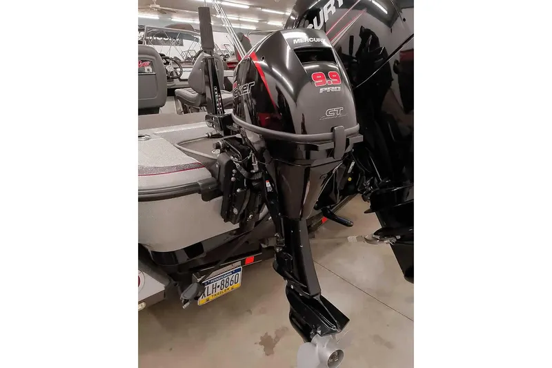 Slide: The Image of 2018 Ranger 1880MS Angler with Mercury 9.9 Pro outboard motor in showroom. - 8