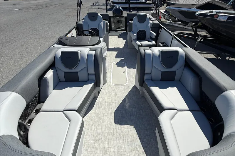 Slide: The Image of 2026 Alera M23Q boat interior with luxurious seating and modern design. - 9