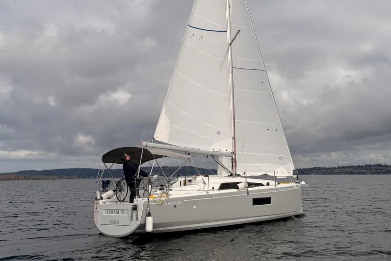 Slide: The Image of 2024 Beneteau Oceanis 30.1 sailing on a cloudy day. - 32