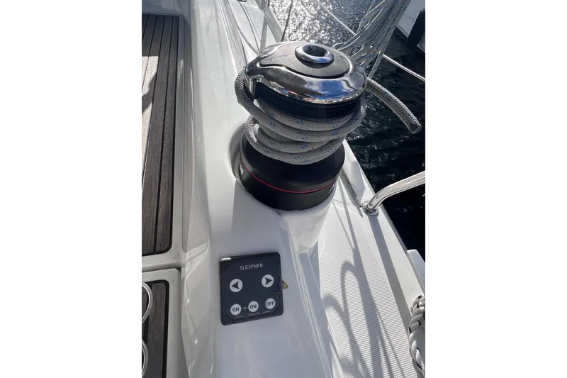 Slide: The Image of Winch and control panel on 2024 Beneteau Oceanis 30.1 sailboat deck. - 9