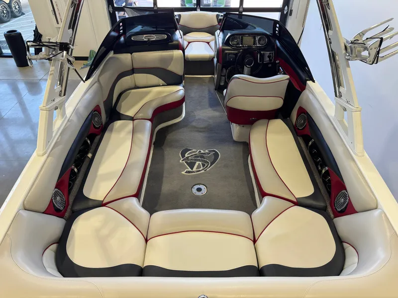 Slide: The Image of Interior of 2012 Malibu Wakesetter 23 LSV with luxurious seating. - 13