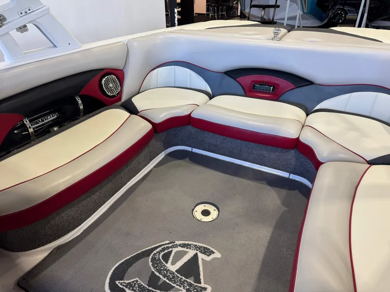 Slide: The Image of Interior of 2012 Malibu Wakesetter 23 LSV with luxurious seating. - 15