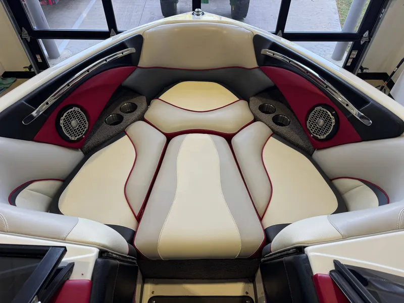 Slide: The Image of Interior of 2012 Malibu Wakesetter 23 LSV with luxurious seating. - 17