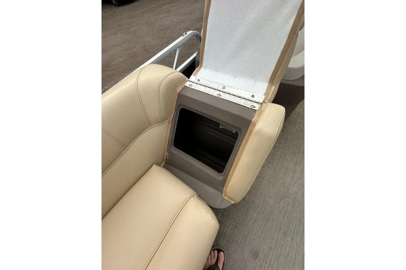 Slide: The Image of 2018 Princecraft Vectra 23 XT boat seat with open storage compartment. - 23