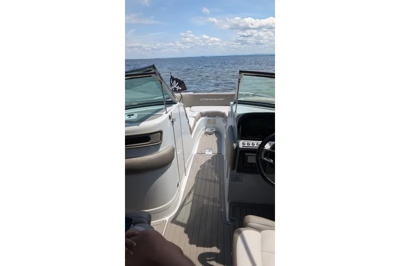 Slide: The Image of 2023 Crownline Eclipse E285 XS boat interior with ocean view. - 3
