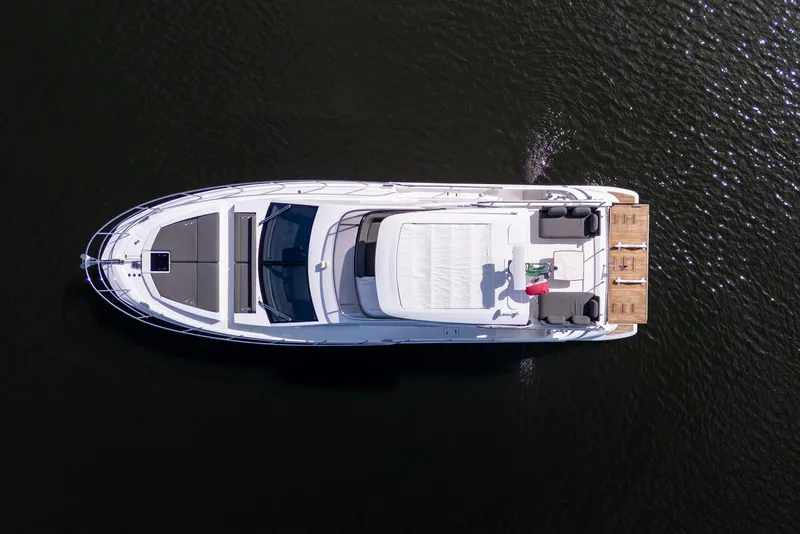Slide: The Image of Aerial view of 2023 Azimut Fly 50 yacht on calm water. - 15
