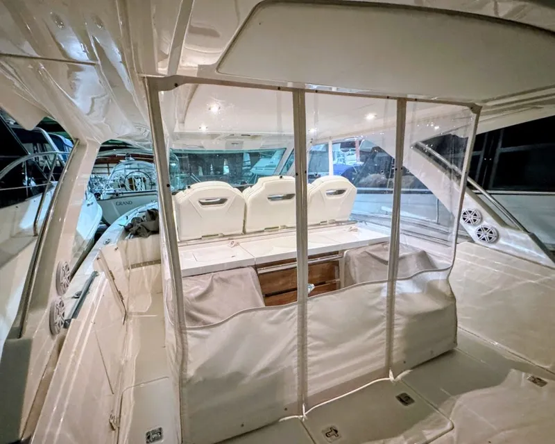 Slide: The Image of Interior of 2024 Tiara Yachts 38 LS with seating area. - 21
