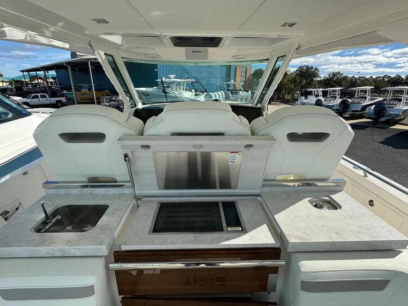 Slide: The Image of Interior view of 2024 Tiara Yachts 38 LS with modern amenities. - 28