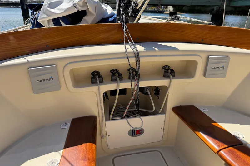 Slide: The Image of Cockpit of 2014 C.W. Hood 32 Daysailer with Garmin equipment and wooden accents. - 10