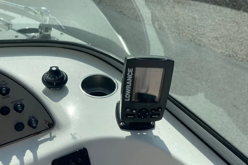 Slide: The Image of Dashboard of 2013 Pioneer 175 Venture boat with Lowrance Elite-4 fish finder. - 22