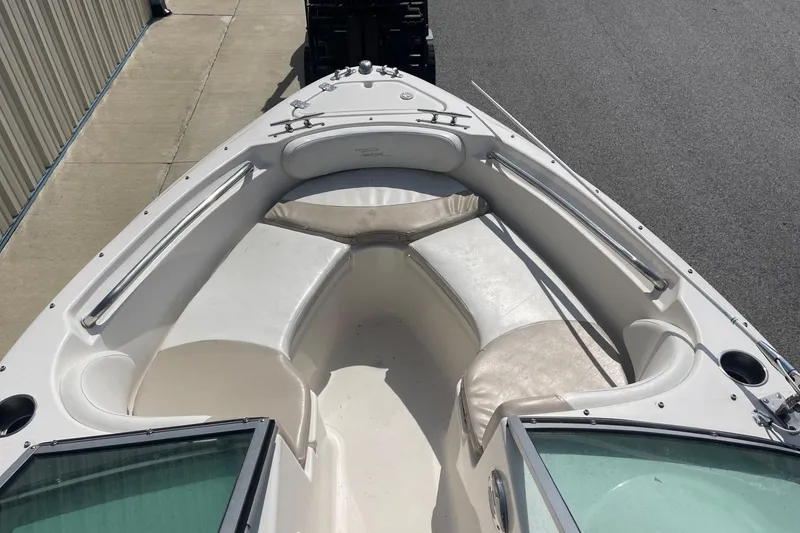 Slide: The Image of 2013 Pioneer 175 Venture boat bow with cushioned seating and stainless steel rails. - 26