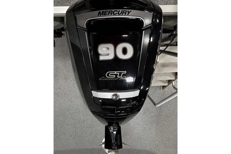 Slide: The Image of Mercury 90 CT outboard motor on 2018 Sun Tracker Party Barge 20 DLX. - 22