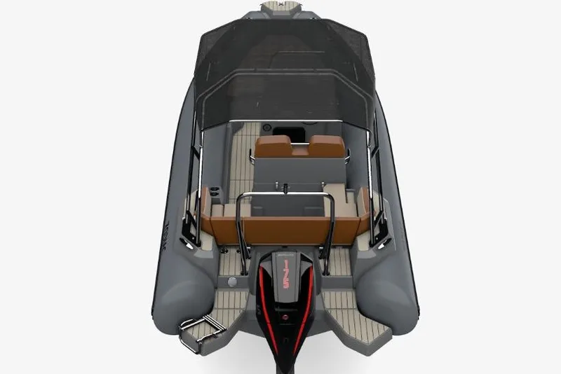 Slide: The Image of 2026 Zodiac Medline 6.8 boat, top view, featuring sleek design and modern seating arrangement. - 4