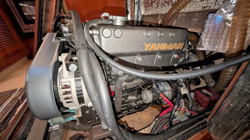 Slide: The Image of Yanmar engine in a 1998 Island Packet 40 sailboat. - 35