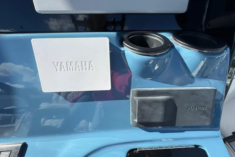 Slide: The Image of Control panel of 2026 Tidewater 302 CC Adventure with Yamaha and Fusion components. - 24