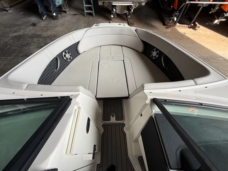 Slide: The Image of Interior of 2023 Sea Ray 23 SPX OB with gray upholstery. - 6