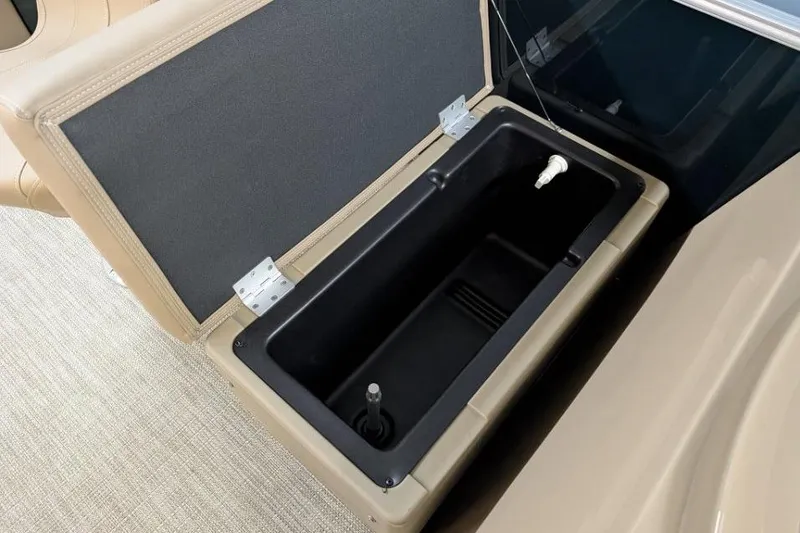 Slide: The Image of Open storage compartment on 2026 Sylvan Mirage Fish 818 Fish boat. - 10