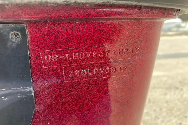 Slide: The Image of Close-up of a 2012 Lund 208 Pro-V GL boat hull identification number. - 18