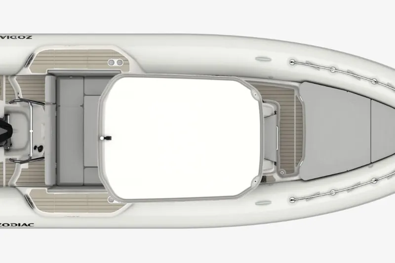 Slide: The Image of Top view of 2026 Zodiac Medline 7.5 boat, showcasing spacious deck layout. - 3