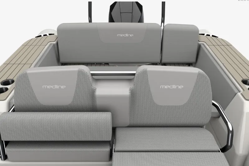 Slide: The Image of 2026 Zodiac Medline 7.5 boat interior with gray seating and modern design. - 4