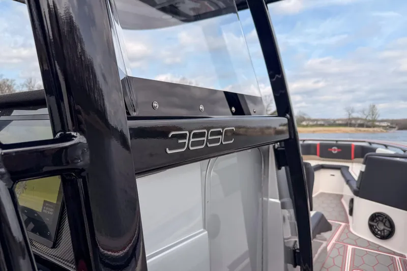 Slide: The Image of 2021 Fountain 38 SC boat interior with sleek design and modern features. - 23