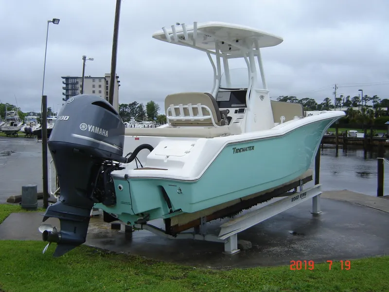 Slide: The Image of 2018 Tidewater 232 LXF boat with Yamaha engine at dock. - 3