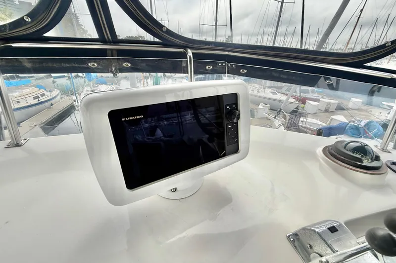 Slide: The Image of Navigation equipment on 1992 Grand Banks 46 Classic yacht, docked at marina. - 65