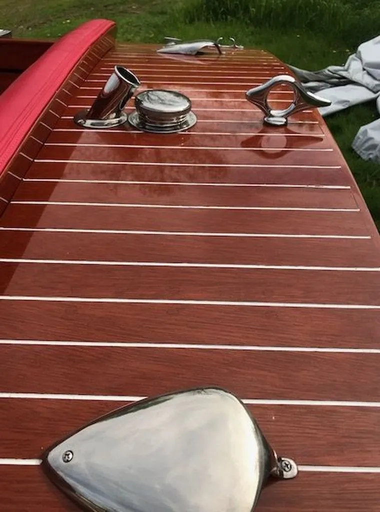 Slide: The Image of 1967 Chris-Craft 17 Deluxe with polished wood deck and chrome fittings. - 12