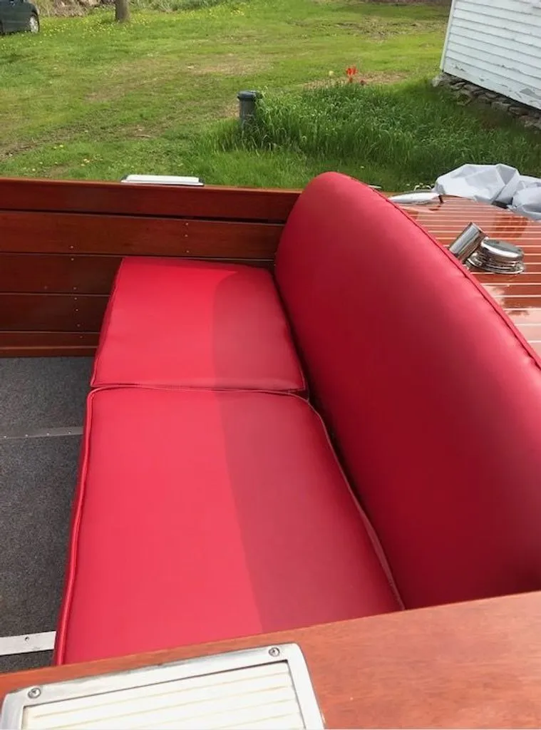 Slide: The Image of Red seats in a 1967 Chris-Craft 17 Deluxe boat. - 4