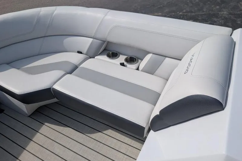 Slide: The Image of Luxurious seating on 2022 Viaggio 23 S boat with cup holders and sleek design. - 5