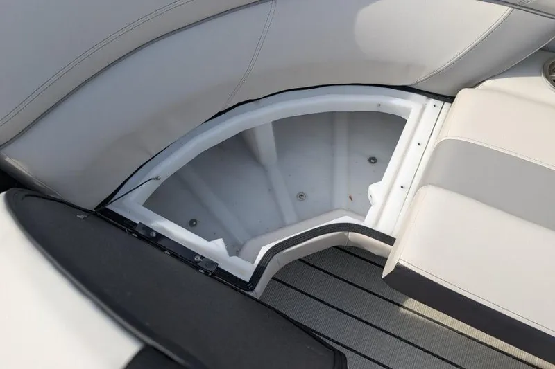 Slide: The Image of Storage compartment in 2022 Viaggio 23 S boat with cushioned seating. - 7