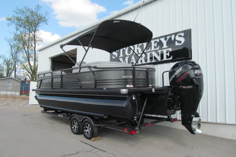 Slide: The Image of 2017 Regency 220 LE3 pontoon boat with Mercury 250 Pro motor at Stokley's Marine. - 3