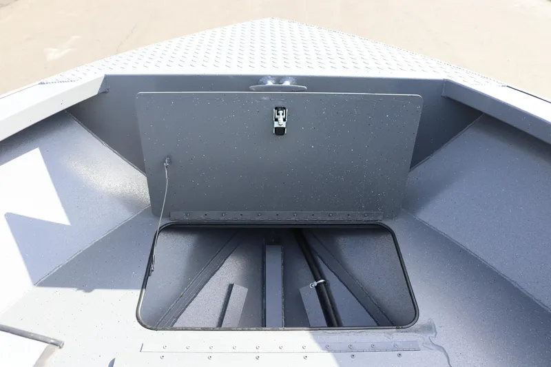 Slide: The Image of 2026 Alumaweld Stryker 202 boat storage compartment with open hatch. - 20