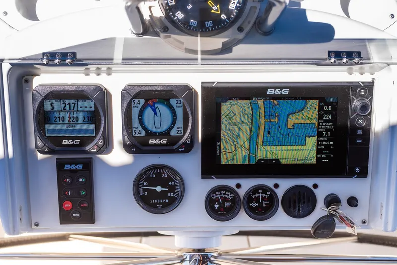 Slide: The Image of Beneteau 411 2003 logo on white background, close-up view. - 48