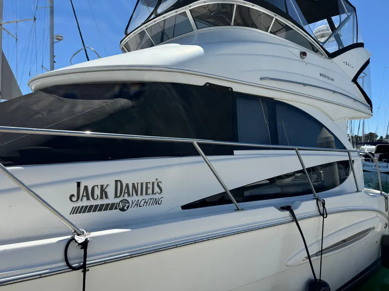 Slide: The Image of 2008 Meridian 341 Sedan Yacht with Jack Daniel's branding. - 4