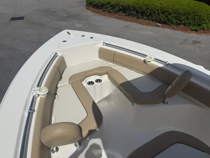 Slide: The Image of Interior view of a 2018 Key West 219 FS boat with seating area. - 4