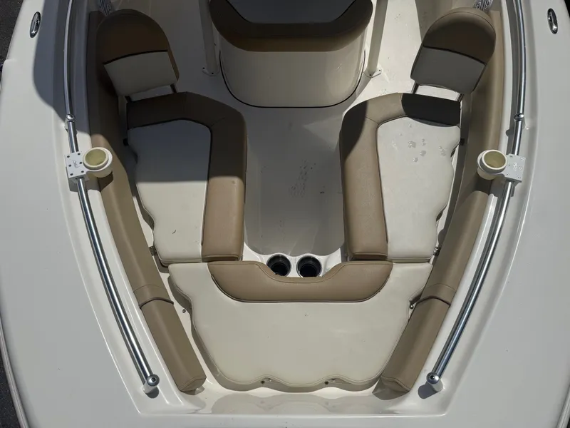 Slide: The Image of Interior view of a 2018 Key West 219 FS boat with seating area. - 5