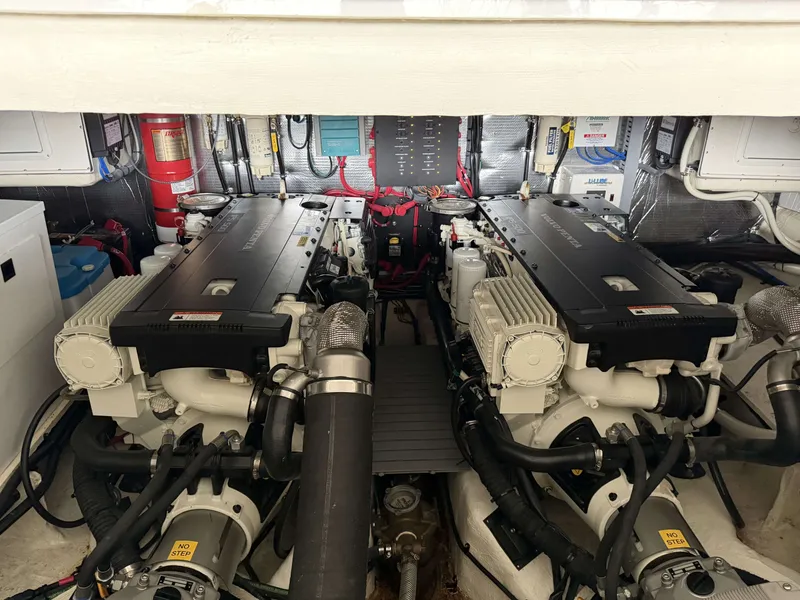 Slide: The Image of Engine room of 2017 Regal 42 Grande Coupe with dual engines. - 10