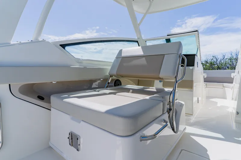 Slide: The Image of 2021 Boston Whaler 280 Vantage interior with sleek seating and modern design. - 57