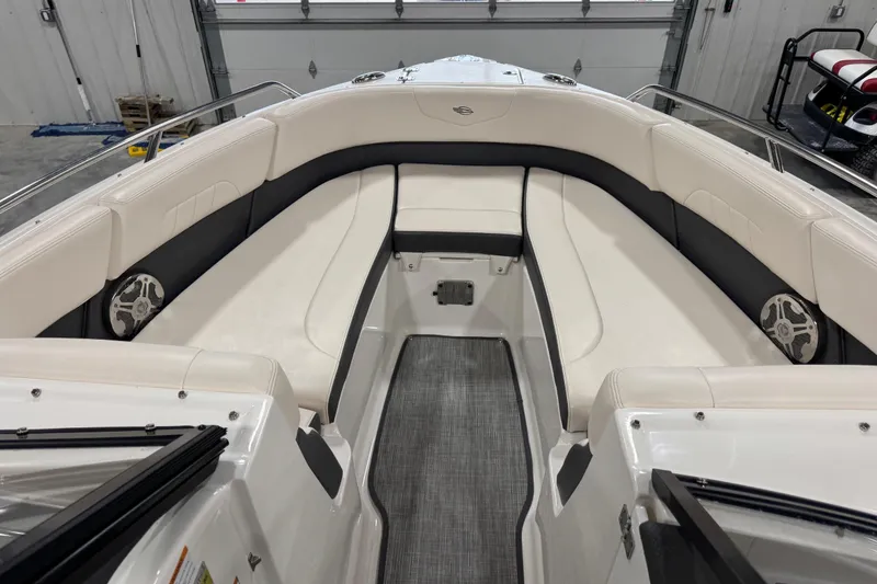 Slide: The Image of Interior view of 2017 Chaparral 257 SSX boat with cushioned seating. - 12